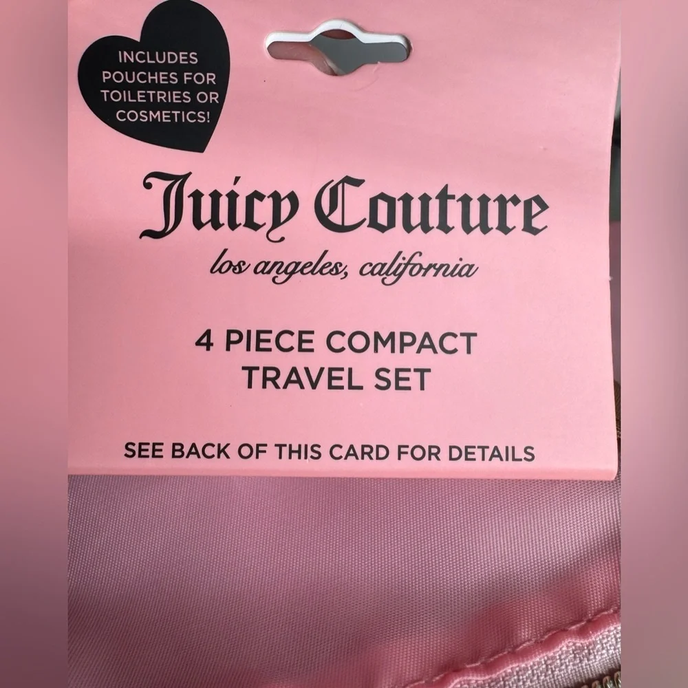 Juicy Couture Pink and Gold Compact travel Set cosmetic bags 4 count